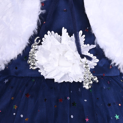 Girls Star Embellished Ruffled Hem Party Dress