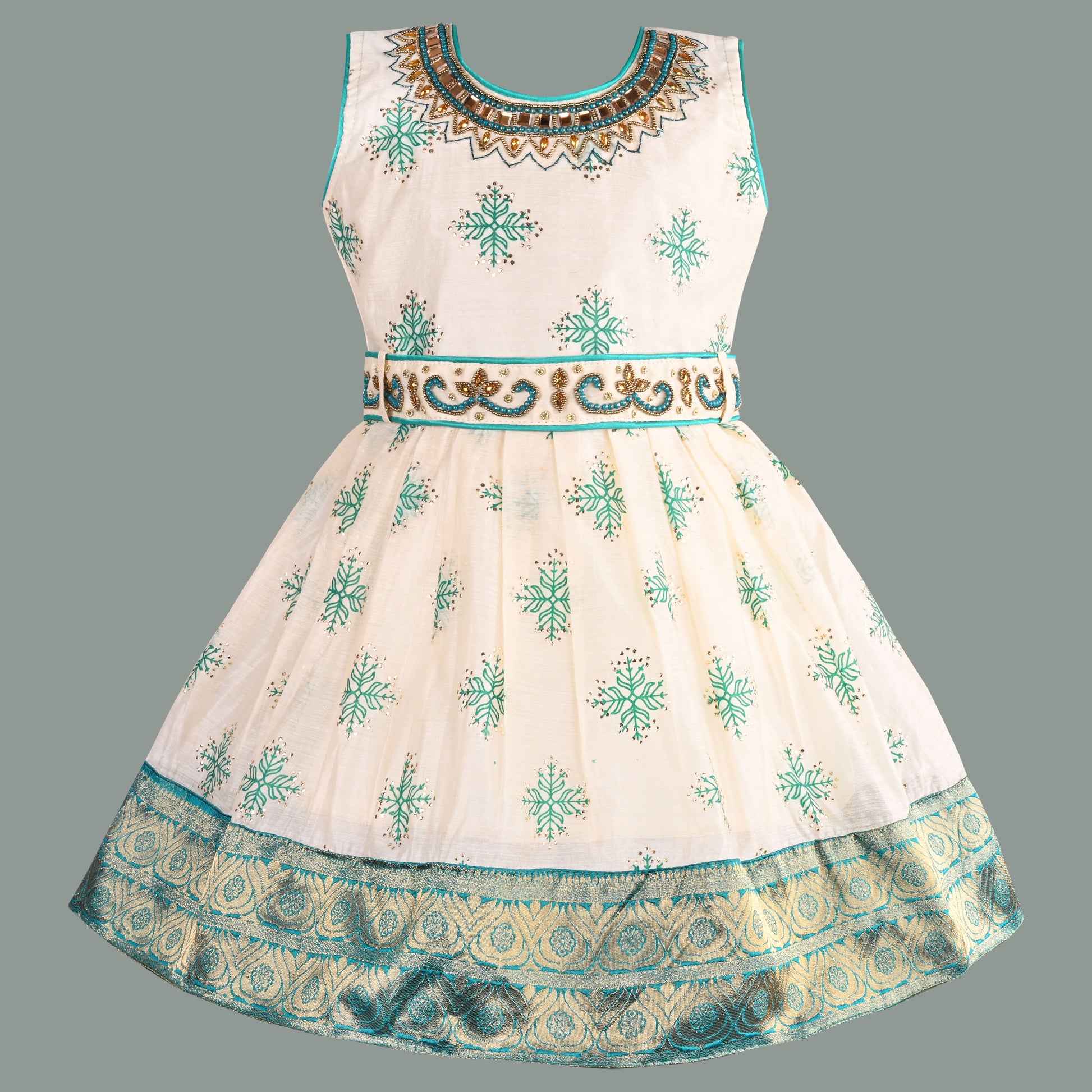 Buy Premium Onam Dress for Baby Girl Online | Girls Kasavu Frocks