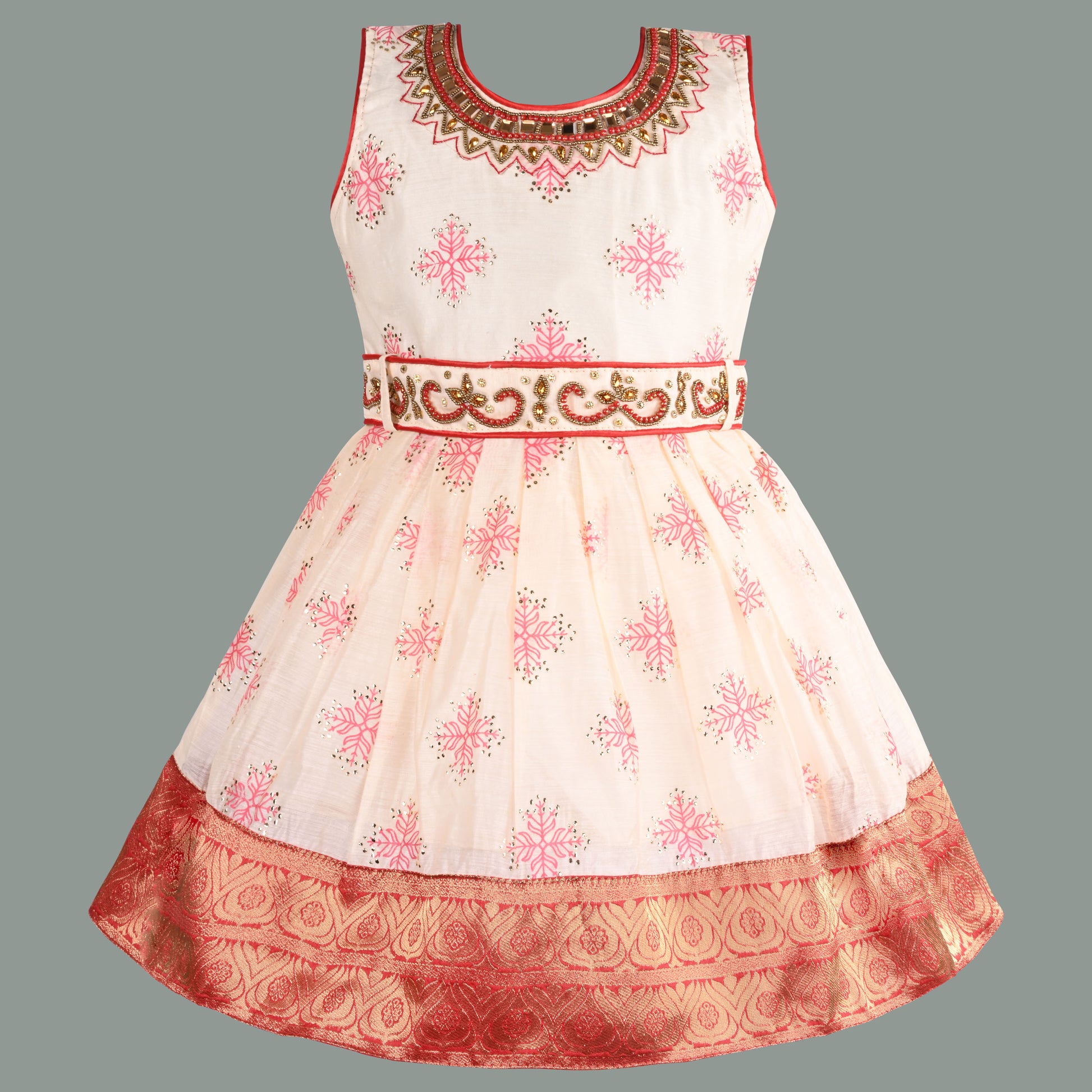 Buy Premium Onam Dress for Baby Girl Online | Girls Kasavu Frocks