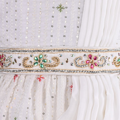 Girls Embellished Sequinned Chikankari Ethnic Dress