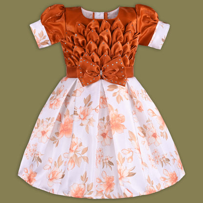 Girls Designer Floral Print Embellished Party Dress