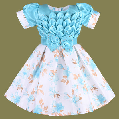 Girls Designer Floral Print Embellished Party Dress