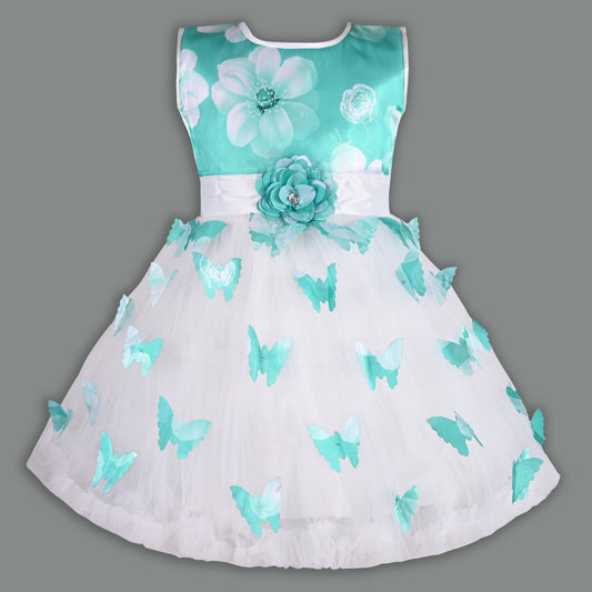 Girls Floral Butterfly Flutter Net Party Dress