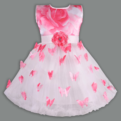 Girls Floral Butterfly Flutter Net Party Dress