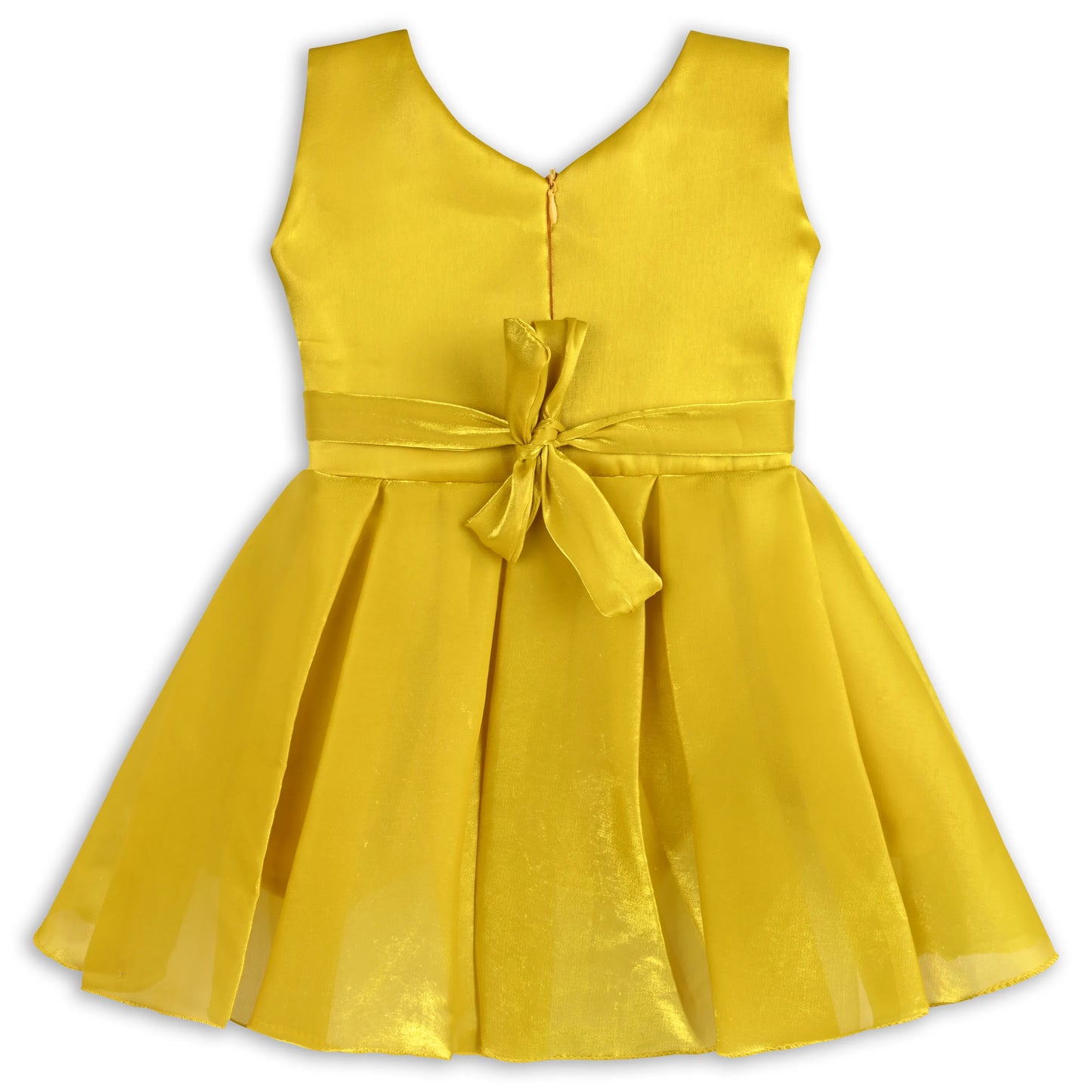 Girls Satin Party Dress with 3D Floral Appliqué