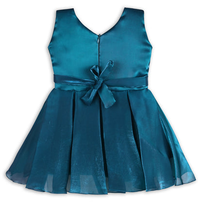 Girls Satin Party Dress with 3D Floral Appliqué