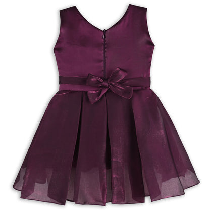 Girls Satin Party Dress with 3D Floral Appliqué