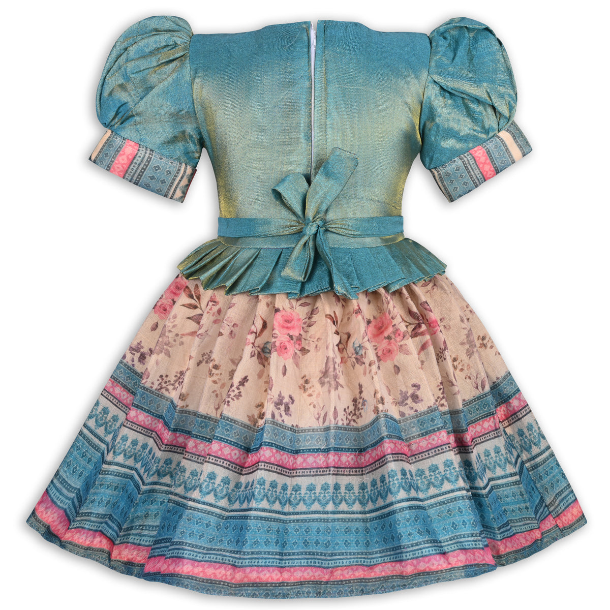 Girls Embroidered Art Silk Festive Frock Dress