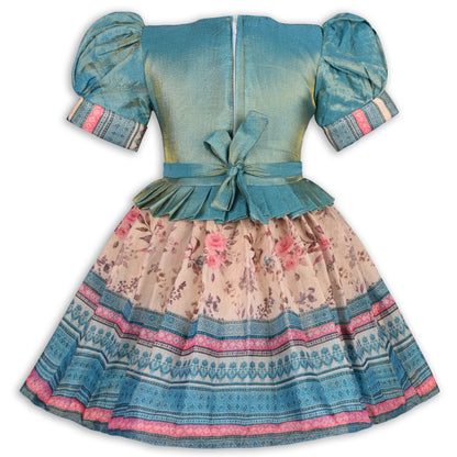 Girls Embroidered Art Silk Festive Frock Dress