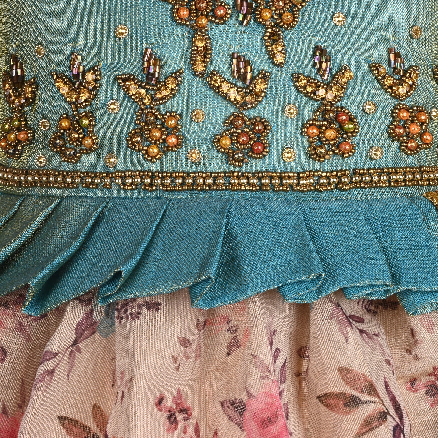 Girls Embroidered Art Silk Festive Frock Dress