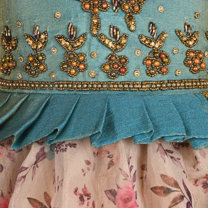 Girls Embroidered Art Silk Festive Frock Dress