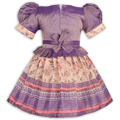 Girls Embroidered Art Silk Festive Frock Dress