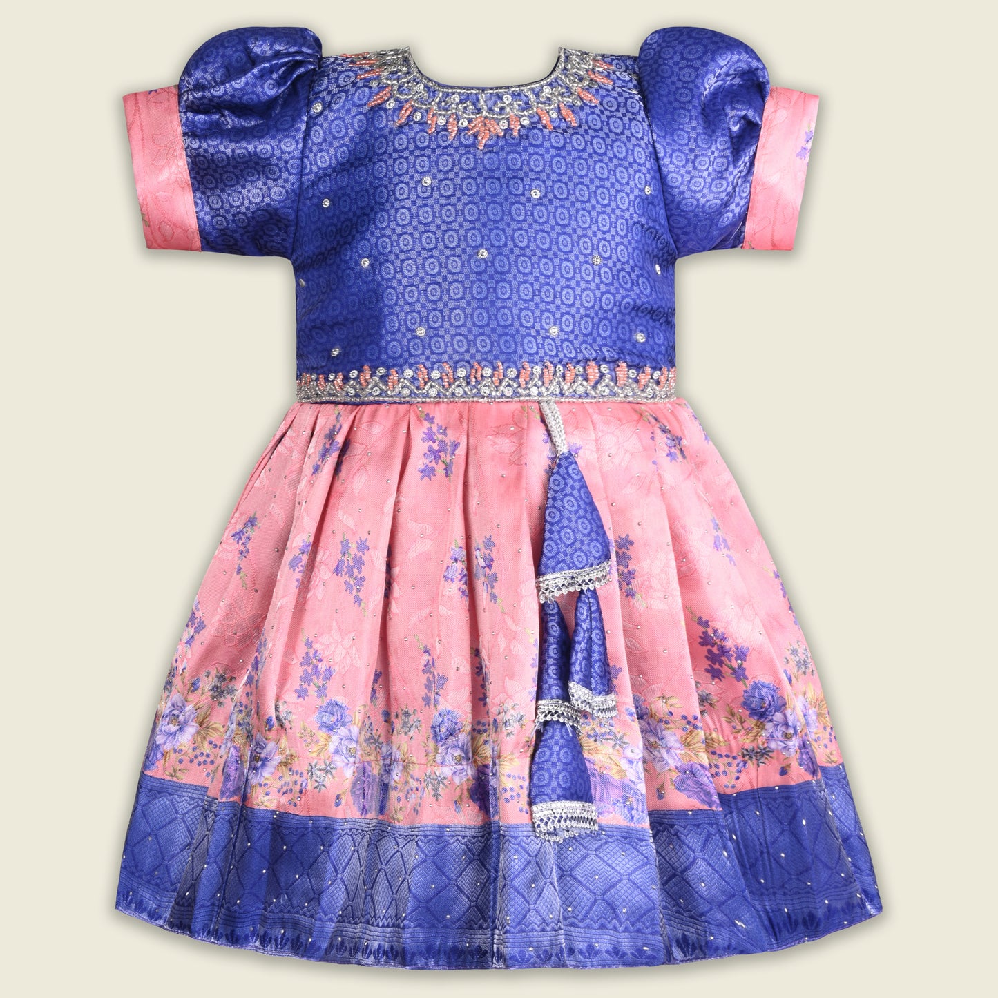 Girls Floral Embroidery Sequin Ethnic Dress