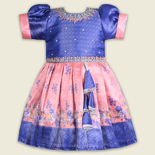 Girls Floral Embroidery Sequin Ethnic Dress