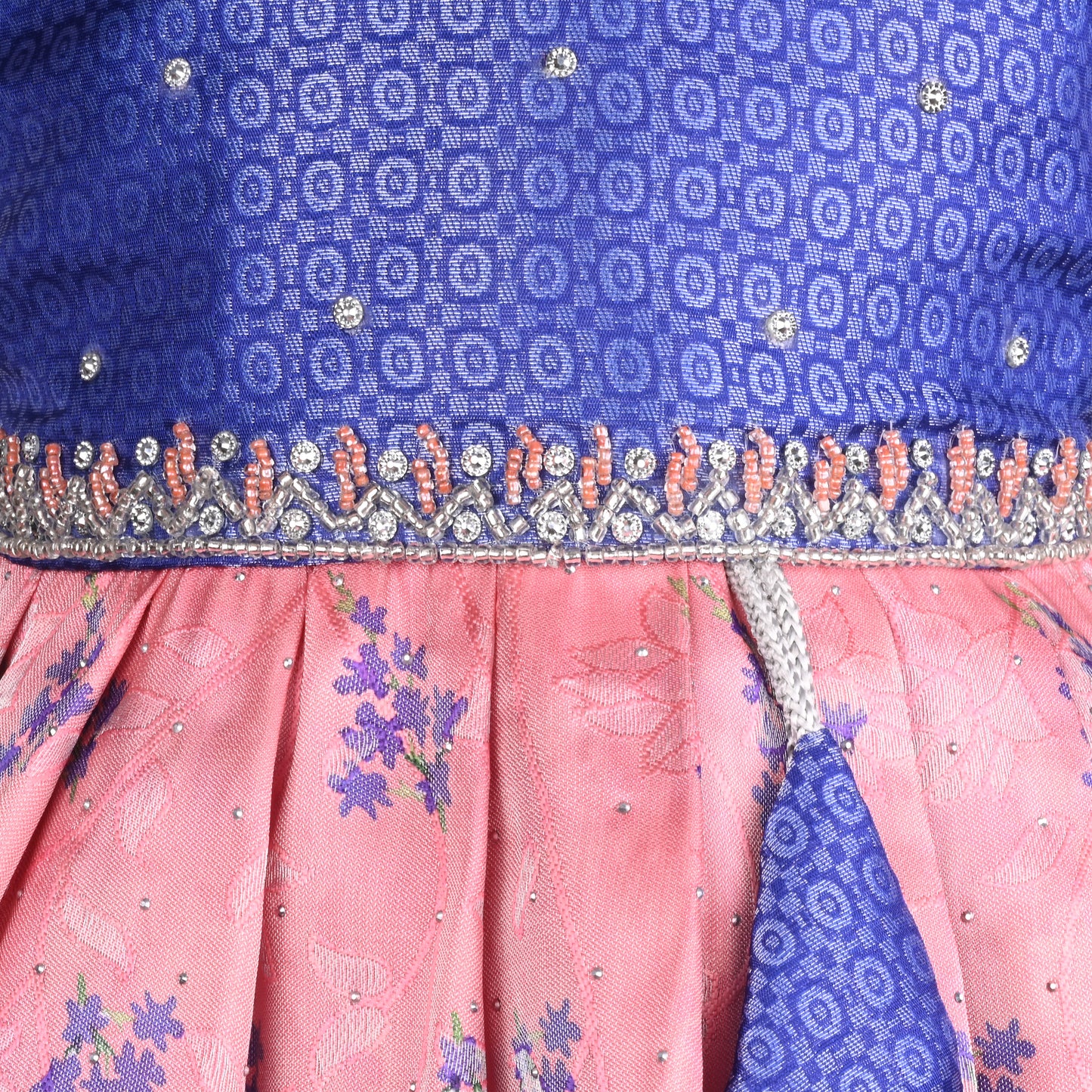 Girls Floral Embroidery Sequin Ethnic Dress