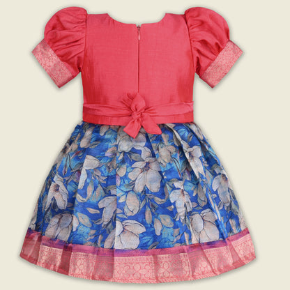 Girls Bead Embellished Floral Zari Ethnic Dress fep3529