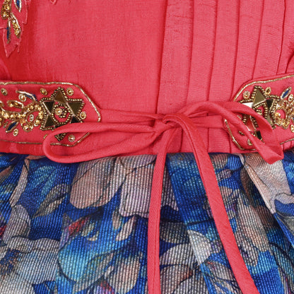 Girls Bead Embellished Floral Zari Ethnic Dress fep3529