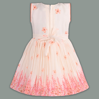 Girls Floral Party Dress with Attached Dupatta Style