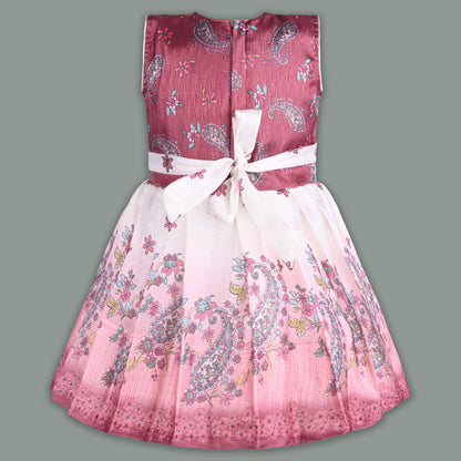 Girls Embellished Printed Flared Premium Ethnic Dress