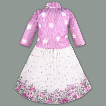 Baby Girls Georgette Party Wear Dress with Jacket | Floral Printed Frock