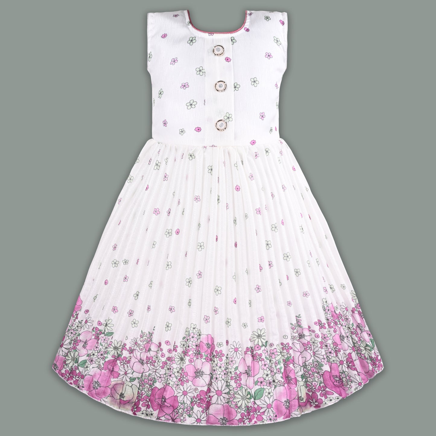Baby Girls Georgette Party Wear Dress with Jacket | Floral Printed Frock