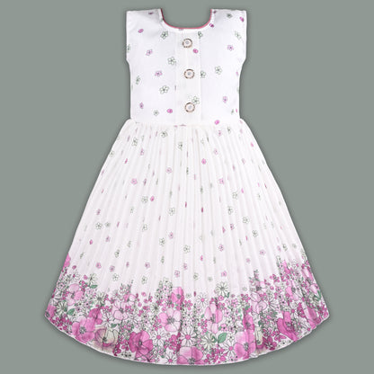 Baby Girls Georgette Party Wear Dress with Jacket | Floral Printed Frock