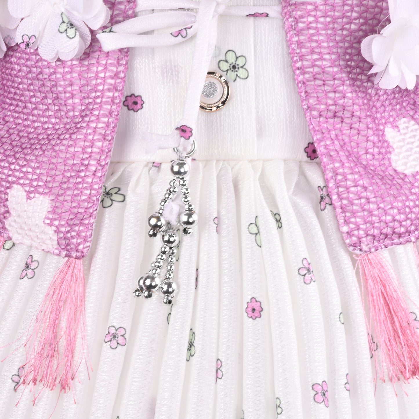 Baby Girls Georgette Party Wear Dress with Jacket | Floral Printed Frock