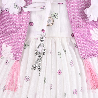 Baby Girls Georgette Party Wear Dress with Jacket | Floral Printed Frock