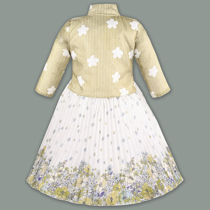 Baby Girls Georgette Party Wear Dress with Jacket | Floral Printed Frock