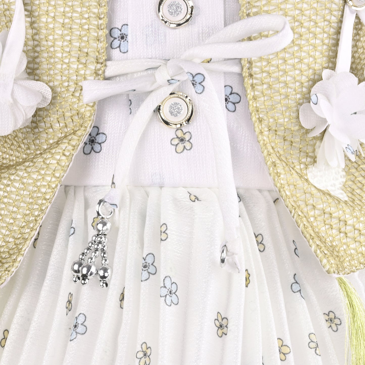 Baby Girls Georgette Party Wear Dress with Jacket | Floral Printed Frock