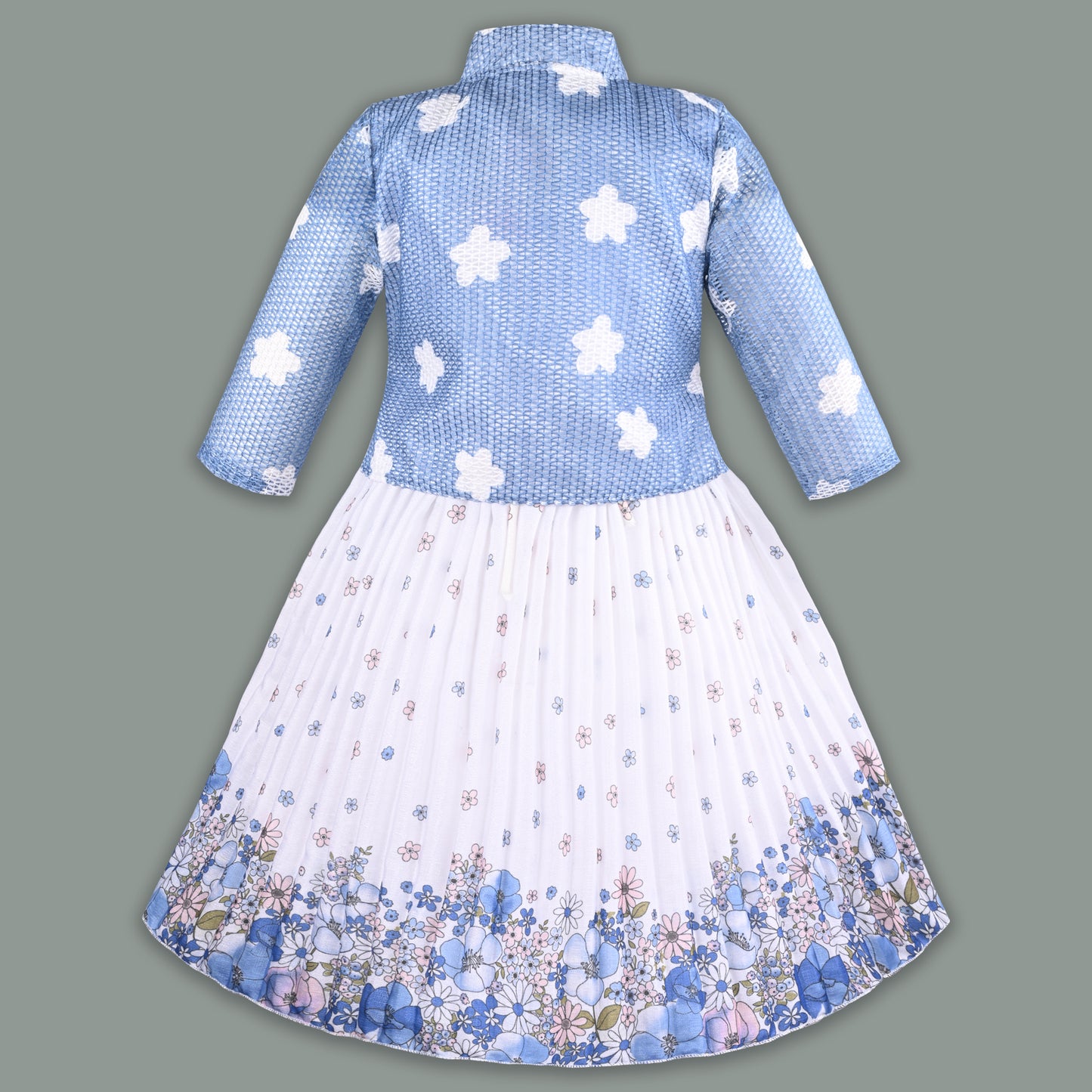 Baby Girls Georgette Party Wear Dress with Jacket | Floral Printed Frock