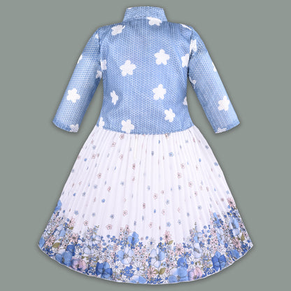 Baby Girls Georgette Party Wear Dress with Jacket | Floral Printed Frock