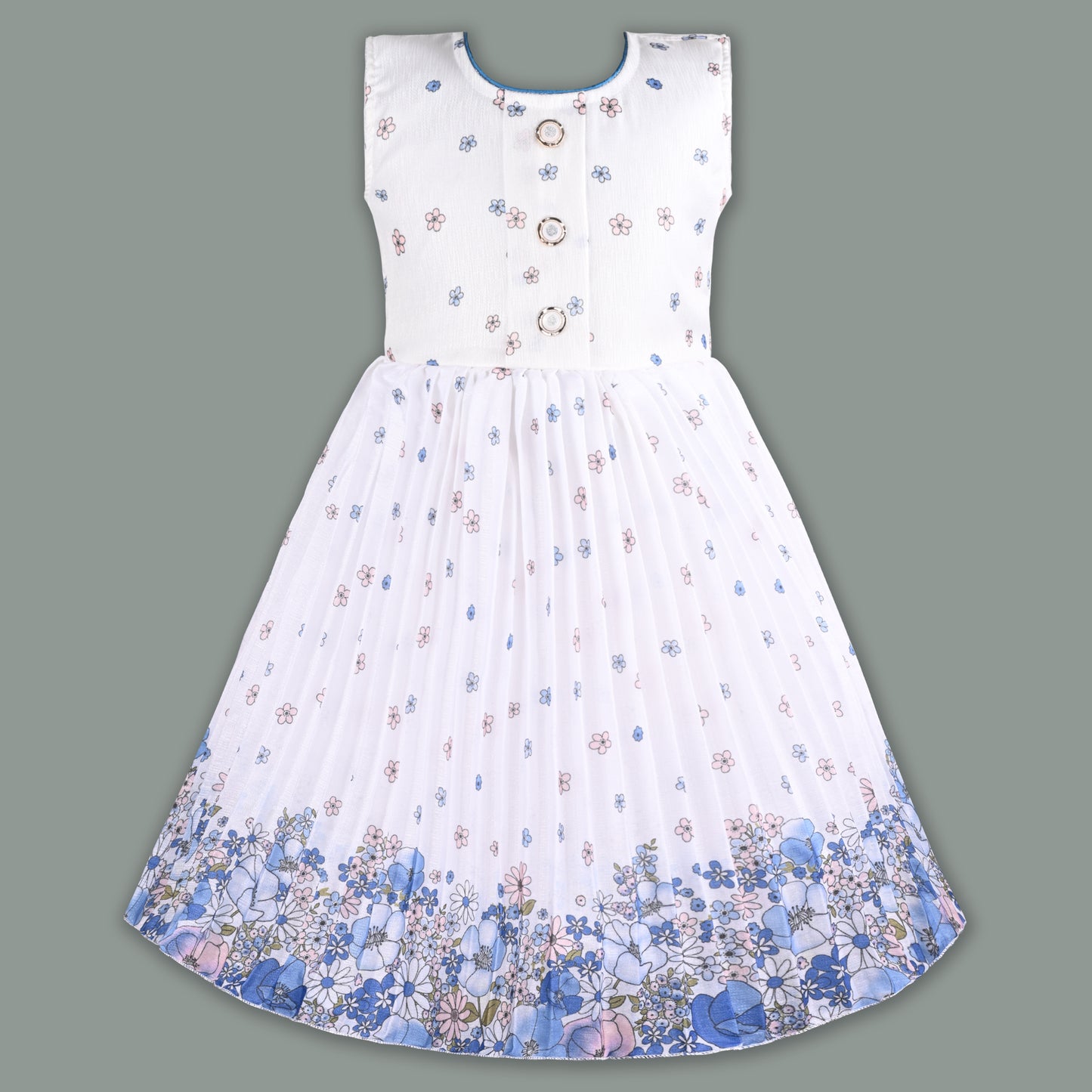 Baby Girls Georgette Party Wear Dress with Jacket | Floral Printed Frock