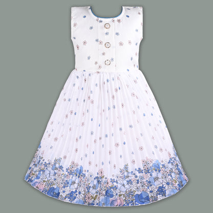 Baby Girls Georgette Party Wear Dress with Jacket | Floral Printed Frock