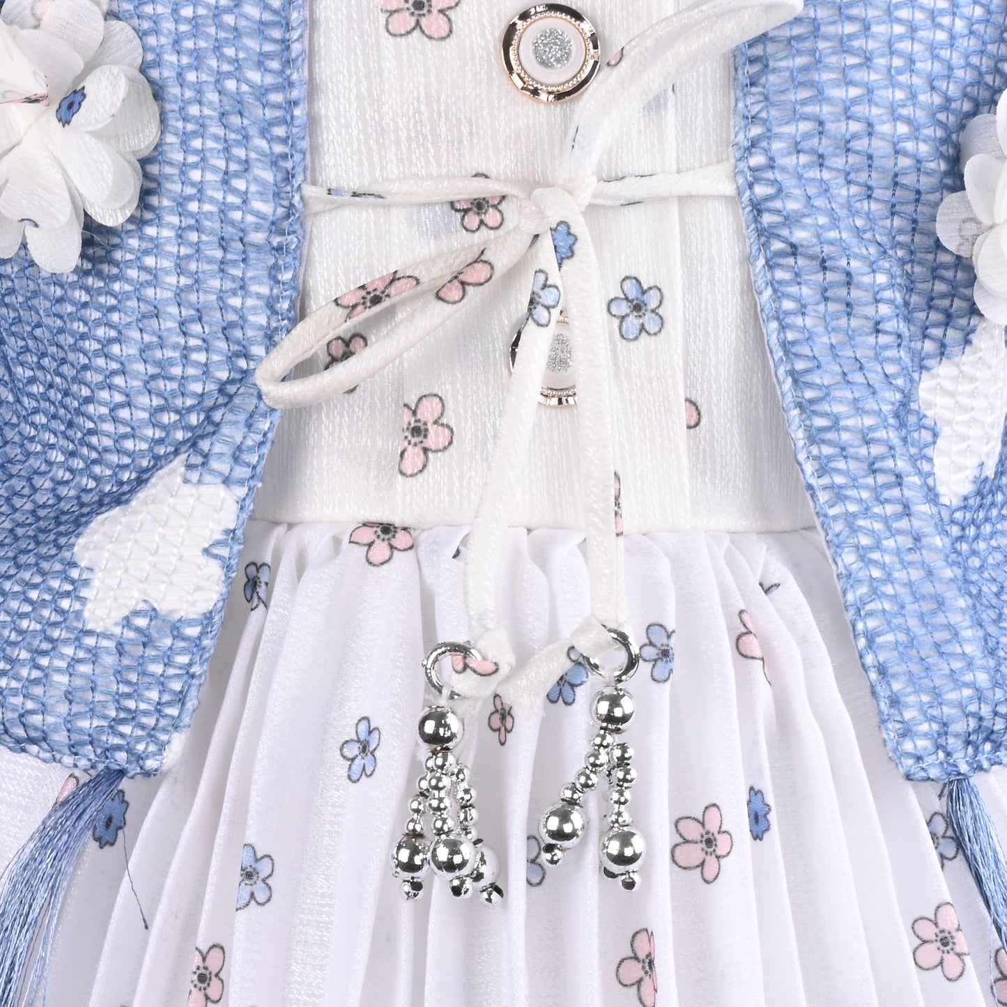 Baby Girls Georgette Party Wear Dress with Jacket | Floral Printed Frock