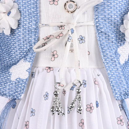 Baby Girls Georgette Party Wear Dress with Jacket | Floral Printed Frock