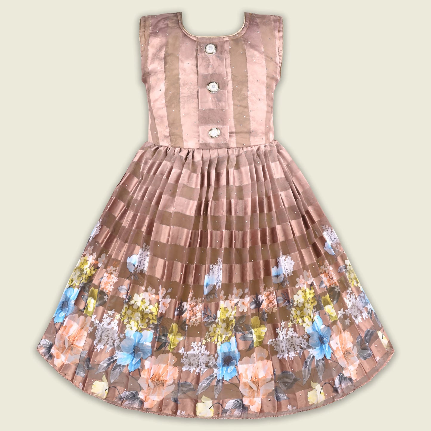 Girls Satin Party Gown with Floral Print Jacket Style