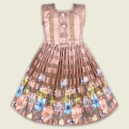 Girls Satin Party Gown with Floral Print Jacket Style