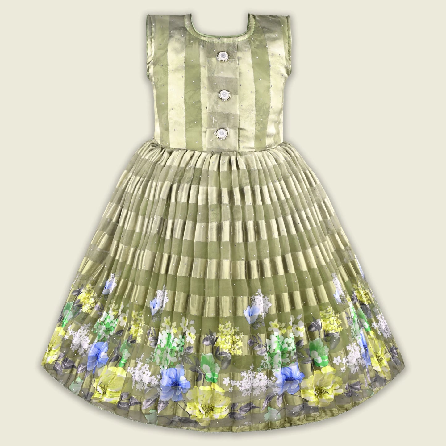 Girls Satin Party Gown with Floral Print Jacket Style