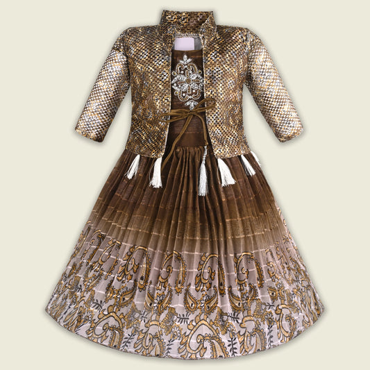Girls Chiffon Festive Gown with Jacket Style & Embellished Details