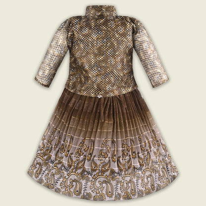 Girls Chiffon Festive Gown with Jacket Style & Embellished Details