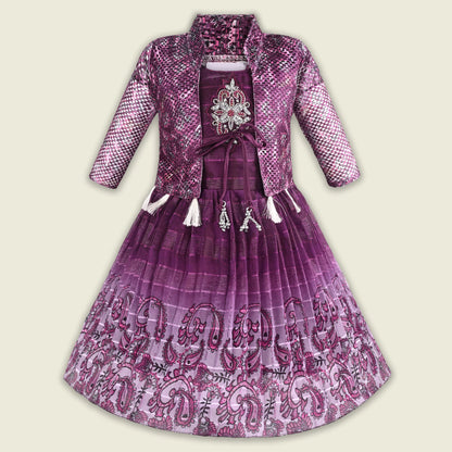 Girls Chiffon Festive Gown with Jacket Style & Embellished Details