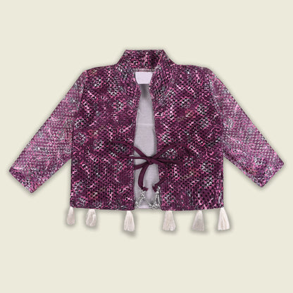 Girls Chiffon Festive Gown with Jacket Style & Embellished Details