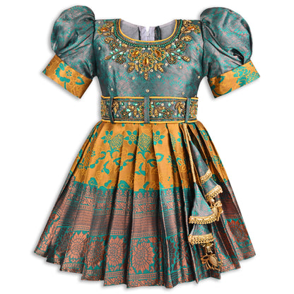 Buy Premium Baby Girls Ethnic Silk Pattu Pavadai Dress Online | Baby Girls Ethnic Dresses