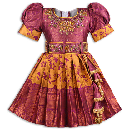 Buy Premium Baby Girls Ethnic Silk Pattu Pavadai Dress Online | Baby Girls Ethnic Dresses