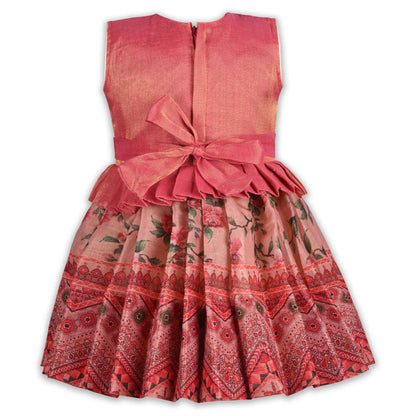 Girls Art Silk Embroidered Party Dress with Tassel Detail | Elegant Kids Festive & Occasion Wear