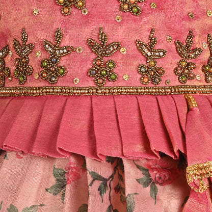 Girls Art Silk Embroidered Party Dress with Tassel Detail | Elegant Kids Festive & Occasion Wear