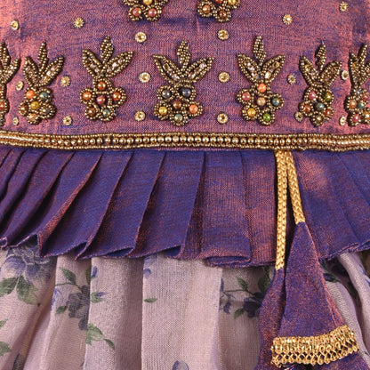 Girls Art Silk Embroidered Party Dress with Tassel Detail | Elegant Kids Festive & Occasion Wear