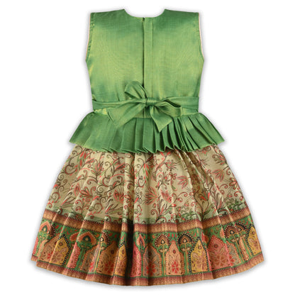 Girls Art Silk Embroidered Party Dress with Tassel Detail | Elegant Kids Festive & Occasion Wear