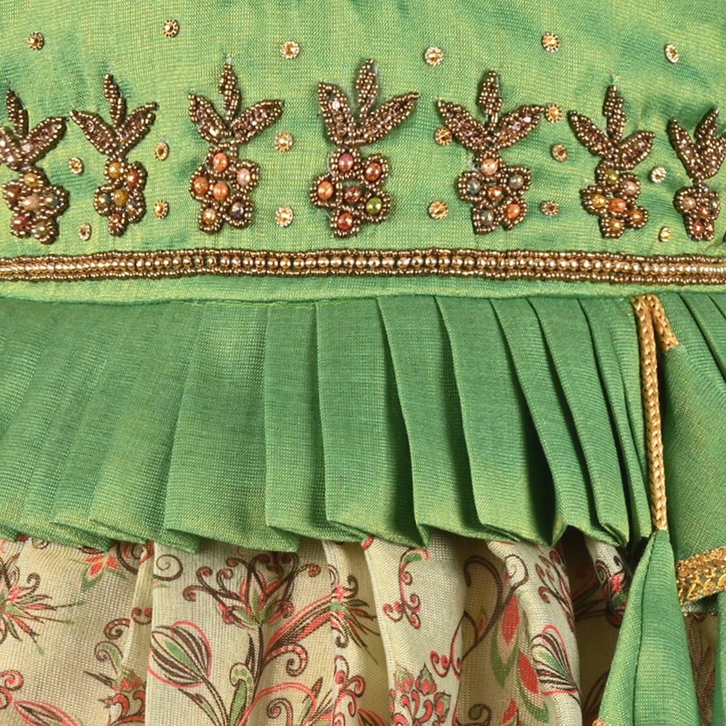 Girls Art Silk Embroidered Party Dress with Tassel Detail | Elegant Kids Festive & Occasion Wear